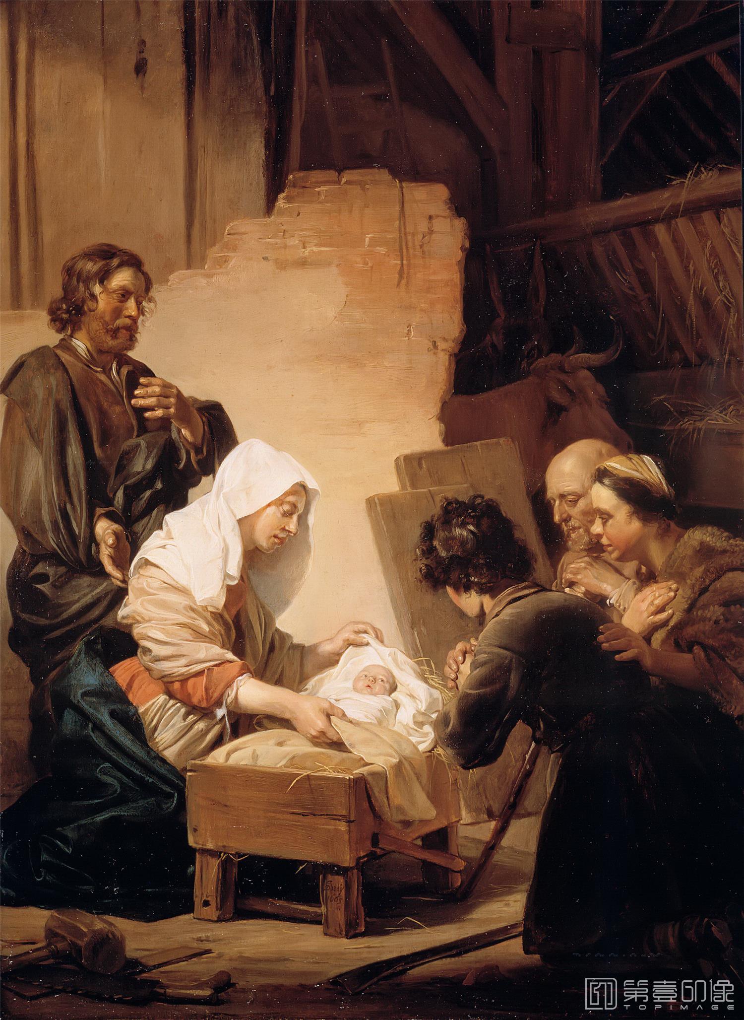 油画-荷兰莫瑞斯泰皇家美术馆Jan de Bray - The Adoration of the Shepherds-332